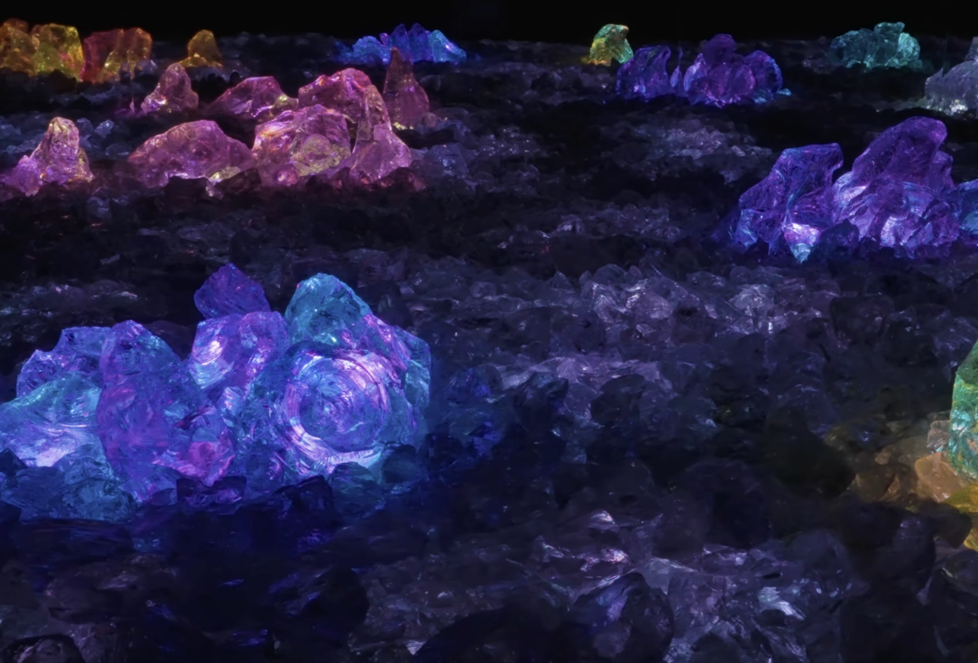 An image of the lit up mineral exhibit